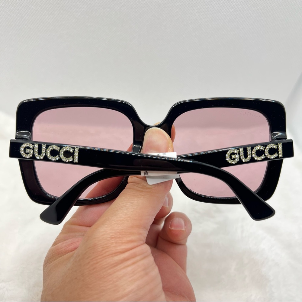 Gucci Sunglasses New Authentic Square Swarovski Crystal Black Sunglasses